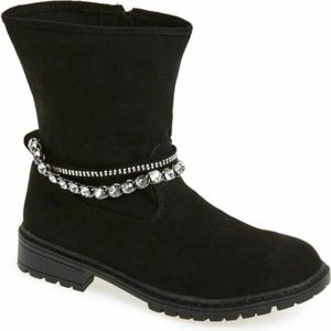 New Stuart Weitzman Girls Black Moto Boots Short Rhinestone  5 US/ 35 EU